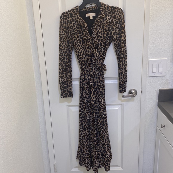Michael Kors Leopard Print Wrap Dress XS - Picture 2 of 5